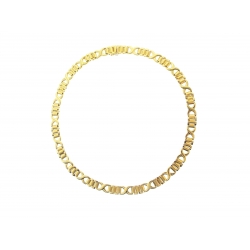 14Kt Yellow Gold Satin & Shiny Panther with "X" stations Necklace (35.70gr)